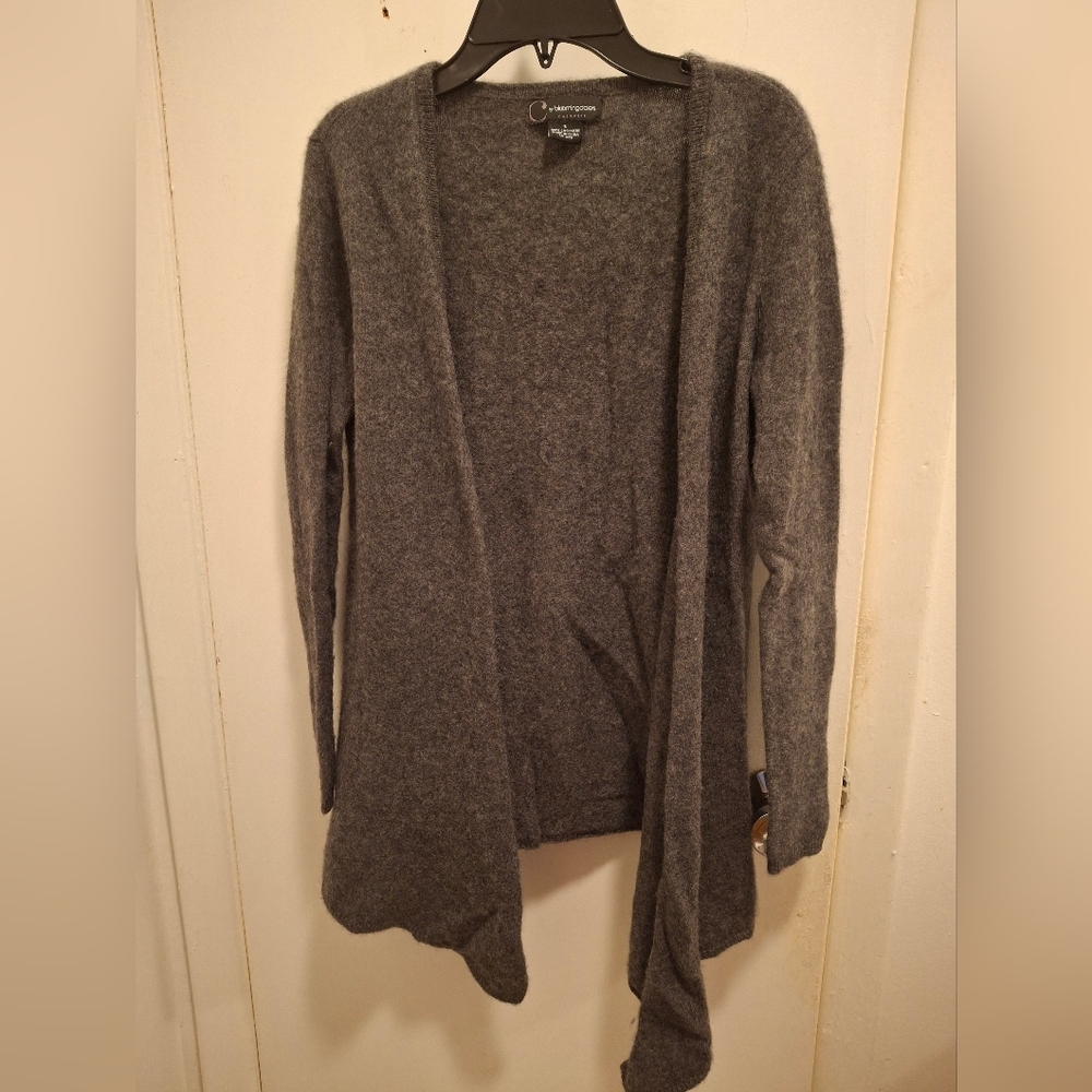 Bloomingdale's Charcoal Open-Front Cardigan